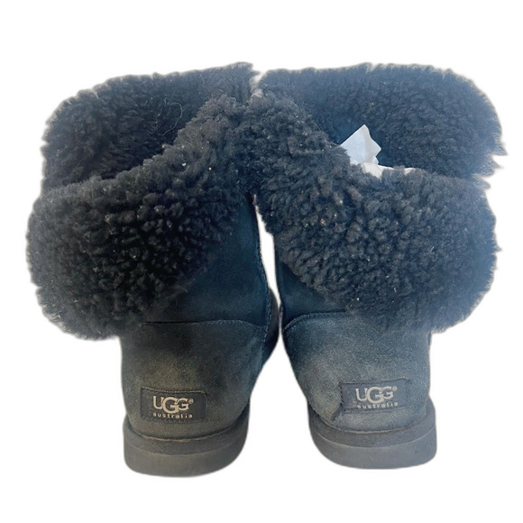 Ugg Bailey Button Short Boots Black Shearling Women's Size 9 - Picture 8 of 8